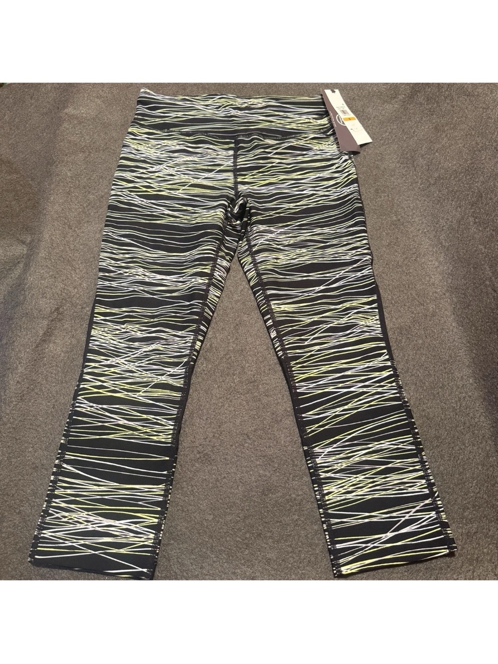 Calvin klein Black Leggings small mesh Neon Lime White Line nwt reflective